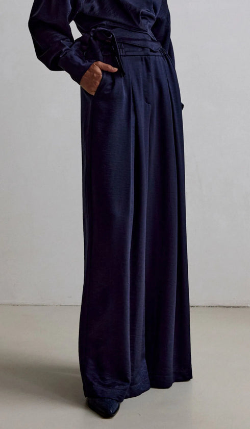 Femme du Sud satin pants odila navy